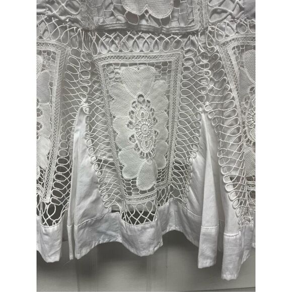 Nicole Miller New York White Heavy Lace Sleeveless Tie Back Peplum Blouse sz XL - Picture 3 of 8